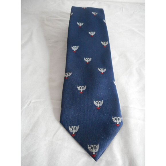 Vintage Other - Vintage Blue Necktie Tie DoubleHeaded Bird over crown Made in PA USA